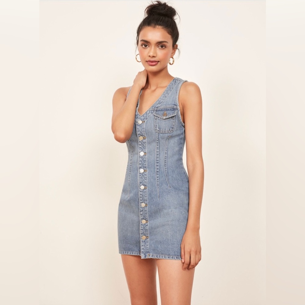 Coastal Cowgirl Reformation Colby Denim Mini Dress